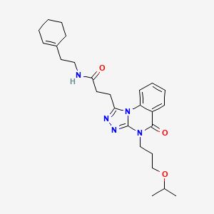 molecular formula C26H35N5O3 B2354909 N-[2-(cyclohex-1-en-1-yl)ethyl]-3-{5-oxo-4-[3-(propan-2-yloxy)propyl]-4H,5H-[1,2,4]triazolo[4,3-a]quinazolin-1-yl}propanamide CAS No. 902932-71-2