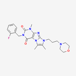 molecular formula C24H29FN6O3 B2354931 3-(2-fluorobenzyl)-1,6,7-trimethyl-8-(3-morpholinopropyl)-1H-imidazo[2,1-f]purine-2,4(3H,8H)-dione CAS No. 927536-20-7