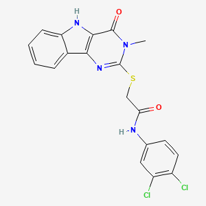 molecular formula C19H14Cl2N4O2S B2354940 N-(3,4-dichlorophenyl)-2-[(3-methyl-4-oxo-5H-pyrimido[5,4-b]indol-2-yl)sulfanyl]acetamide CAS No. 537668-53-4