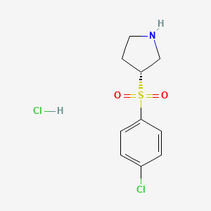 molecular formula C10H13Cl2NO2S B2354941 (R)-3-((4-Chlorophenyl)sulfonyl)pyrrolidine hydrochloride CAS No. 1353995-42-2