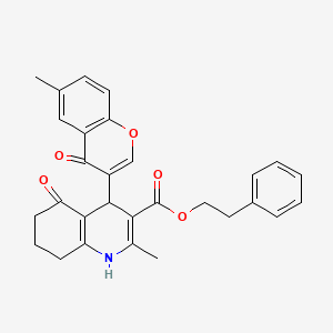 molecular formula C29H27NO5 B2354943 2-phenylethyl 2-methyl-4-(6-methyl-4-oxo-4H-chromen-3-yl)-5-oxo-1,4,5,6,7,8-hexahydroquinoline-3-carboxylate CAS No. 312598-82-6