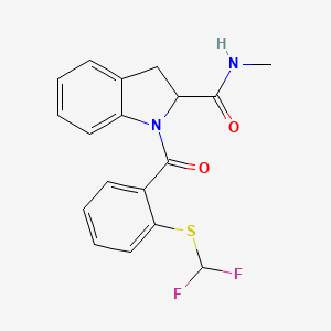 molecular formula C18H16F2N2O2S B2354944 1-(2-((二氟甲基)硫代)苯甲酰基)-N-甲基吲哚啉-2-甲酰胺 CAS No. 1101203-77-3