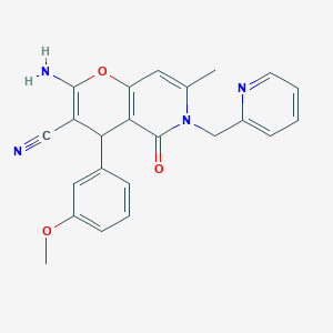 2-amino-4-(3-methoxyphenyl)-7-methyl-5-oxo-6-(pyridin-2-ylmethyl)-5,6-dihydro-4H-pyrano[3,2-c]pyridine-3-carbonitrile
