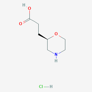 molecular formula C7H14ClNO3 B2354950 3-[(2R)-morpholin-2-yl]propanoic acid hydrochloride CAS No. 1793064-24-0