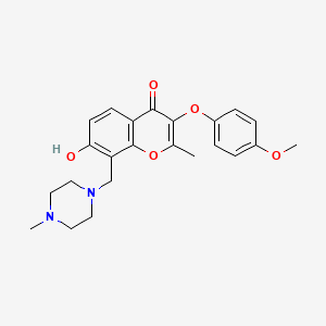 molecular formula C23H26N2O5 B2354952 7-羟基-3-(4-甲氧基苯氧基)-2-甲基-8-[(4-甲基哌嗪-1-基)甲基]色满-4-酮 CAS No. 845900-26-7