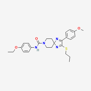 molecular formula C26H32N4O3S B2354958 N-(4-乙氧基苯基)-2-(4-甲氧基苯基)-3-(丙硫基)-1,4,8-三氮杂螺[4.5]癸-1,3-二烯-8-甲酰胺 CAS No. 1358948-66-9