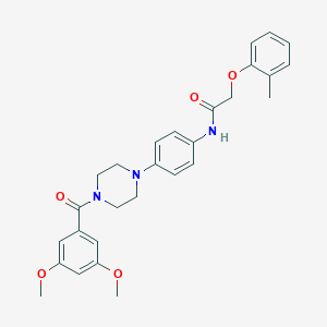 molecular formula C28H31N3O5 B235496 N-{4-[4-(3,5-dimethoxybenzoyl)-1-piperazinyl]phenyl}-2-(2-methylphenoxy)acetamide 