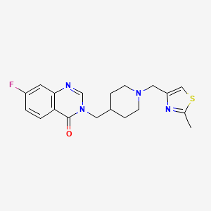 molecular formula C19H21FN4OS B2354961 7-Fluoro-3-[[1-[(2-methyl-1,3-thiazol-4-yl)methyl]piperidin-4-yl]methyl]quinazolin-4-one CAS No. 2415525-20-9
