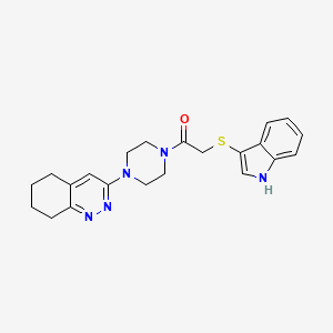 molecular formula C22H25N5OS B2354962 2-((1H-吲哚-3-基)硫代)-1-(4-(5,6,7,8-四氢环辛诺林-3-基)哌嗪-1-基)乙酮 CAS No. 1903307-23-2