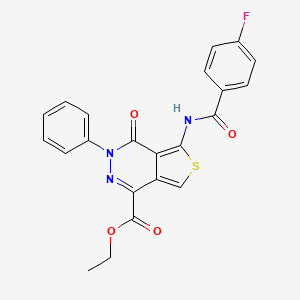 molecular formula C22H16FN3O4S B2354970 5-[(4-氟苯甲酰)氨基]-4-氧代-3-苯基噻吩并[3,4-d]哒嗪-1-羧酸乙酯 CAS No. 851947-17-6