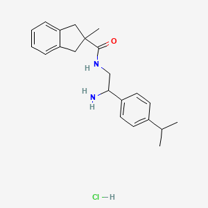 molecular formula C22H29ClN2O B2354974 N-[2-Amino-2-(4-propan-2-ylphenyl)ethyl]-2-methyl-1,3-dihydroindene-2-carboxamide;hydrochloride CAS No. 2418669-66-4