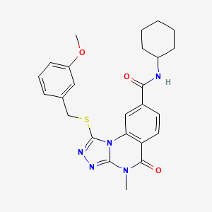 N-cyclohexyl-1-((3-methoxybenzyl)thio)-4-methyl-5-oxo-4,5-dihydro-[1,2,4]triazolo[4,3-a]quinazoline-8-carboxamide