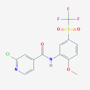 molecular formula C14H10ClF3N2O4S B2354981 2-chloro-N-[2-methoxy-5-(trifluoromethylsulfonyl)phenyl]pyridine-4-carboxamide CAS No. 1365624-22-1