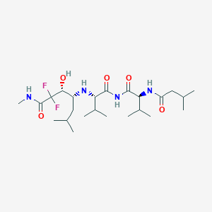 molecular formula C24H44F2N4O5 B235499 (3R,4R)-2,2-difluoro-3-hydroxy-N,6-dimethyl-4-[[(2S)-3-methyl-1-[[(2S)-3-methyl-2-(3-methylbutanoylamino)butanoyl]amino]-1-oxobutan-2-yl]amino]heptanamide CAS No. 140873-66-1