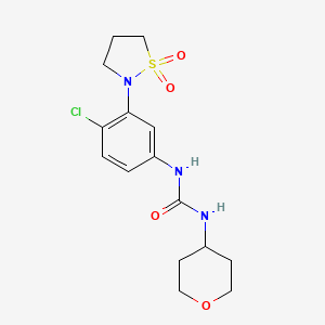 molecular formula C15H20ClN3O4S B2354993 1-(4-氯-3-(1,1-二氧化异噻唑烷-2-基)苯基)-3-(四氢-2H-吡喃-4-基)脲 CAS No. 1329312-92-6