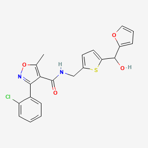 molecular formula C21H17ClN2O4S B2355017 3-(2-chlorophenyl)-N-((5-(furan-2-yl(hydroxy)methyl)thiophen-2-yl)methyl)-5-methylisoxazole-4-carboxamide CAS No. 1788771-15-2