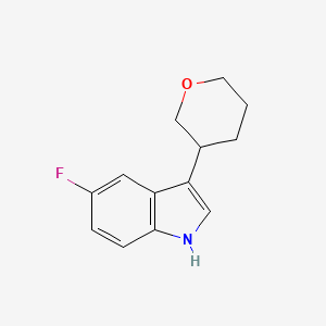 molecular formula C13H14FNO B2355030 5-氟-3-(四氢-2H-吡喃-3-基)-1H-吲哚 CAS No. 2197056-85-0