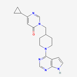 molecular formula C19H22N6O B2355032 6-cyclopropyl-3-[(1-{7H-pyrrolo[2,3-d]pyrimidin-4-yl}piperidin-4-yl)methyl]-3,4-dihydropyrimidin-4-one CAS No. 2176201-15-1