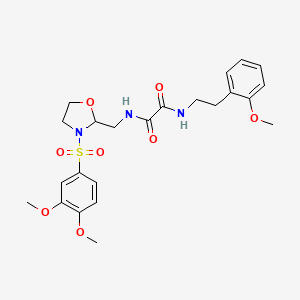 molecular formula C23H29N3O8S B2355036 N1-((3-((3,4-dimethoxyphenyl)sulfonyl)oxazolidin-2-yl)methyl)-N2-(2-methoxyphenethyl)oxalamide CAS No. 868983-14-6