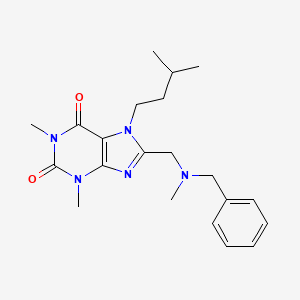 molecular formula C21H29N5O2 B2355038 8-{[benzyl(methyl)amino]methyl}-1,3-dimethyl-7-(3-methylbutyl)-3,7-dihydro-1H-purine-2,6-dione CAS No. 851941-75-8