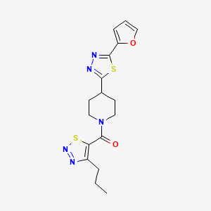 molecular formula C17H19N5O2S2 B2355041 (4-(5-(Furan-2-yl)-1,3,4-thiadiazol-2-yl)piperidin-1-yl)(4-propyl-1,2,3-thiadiazol-5-yl)methanone CAS No. 1226446-02-1