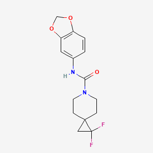 molecular formula C15H16F2N2O3 B2355042 N-(1,3-苯并二氧杂环-5-基)-2,2-二氟-6-氮杂螺[2.5]辛烷-6-甲酰胺 CAS No. 2319637-79-9