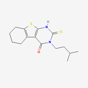 4-(3-Methylbutyl)-5-sulfanyl-8-thia-4,6-diazatricyclo[7.4.0.0^{2,7}]trideca-1(9),2(7),5-trien-3-one