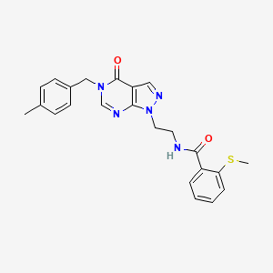 molecular formula C23H23N5O2S B2355082 N-(2-(5-(4-methylbenzyl)-4-oxo-4,5-dihydro-1H-pyrazolo[3,4-d]pyrimidin-1-yl)ethyl)-2-(methylthio)benzamide CAS No. 922018-48-2