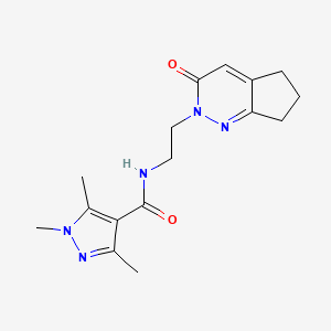molecular formula C16H21N5O2 B2355093 1,3,5-trimethyl-N-(2-(3-oxo-3,5,6,7-tetrahydro-2H-cyclopenta[c]pyridazin-2-yl)ethyl)-1H-pyrazole-4-carboxamide CAS No. 2097914-34-4