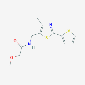 molecular formula C12H14N2O2S2 B2355095 2-methoxy-N-((4-methyl-2-(thiophen-2-yl)thiazol-5-yl)methyl)acetamide CAS No. 1421477-64-6