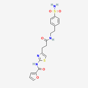 molecular formula C19H20N4O5S2 B2355096 N-(4-(3-oxo-3-((4-sulfamoylphenethyl)amino)propyl)thiazol-2-yl)furan-2-carboxamide CAS No. 1021266-52-3