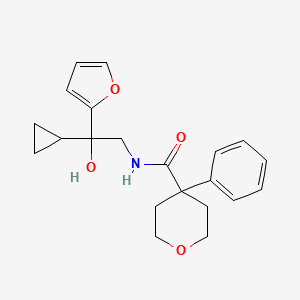 molecular formula C21H25NO4 B2355103 N-(2-cyclopropyl-2-(furan-2-yl)-2-hydroxyethyl)-4-phenyltetrahydro-2H-pyran-4-carboxamide CAS No. 1396884-10-8