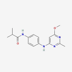 molecular formula C16H20N4O2 B2355106 N-(4-((6-methoxy-2-methylpyrimidin-4-yl)amino)phenyl)isobutyramide CAS No. 946302-62-1