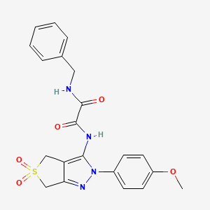 molecular formula C21H20N4O5S B2355113 N1-苄基-N2-(2-(4-甲氧基苯基)-5,5-二氧化-4,6-二氢-2H-噻吩[3,4-c]吡唑-3-基)草酰胺 CAS No. 899961-68-3