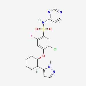 5-chloro-2-fluoro-4-[(1S,2R)-2-(2-methylpyrazol-3-yl)cyclohexyl]oxy-N-pyrimidin-4-ylbenzenesulfonamide