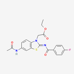 molecular formula C20H18FN3O4S B2355137 (Z)-ethyl 2-(6-acetamido-2-((4-fluorobenzoyl)imino)benzo[d]thiazol-3(2H)-yl)acetate CAS No. 865248-47-1