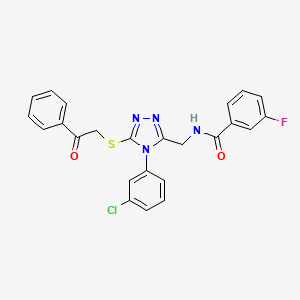 N-((4-(3-chlorophenyl)-5-((2-oxo-2-phenylethyl)thio)-4H-1,2,4-triazol-3-yl)methyl)-3-fluorobenzamide