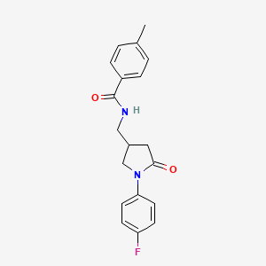 N-[[1-(4-fluorophenyl)-5-oxopyrrolidin-3-yl]methyl]-4-methylbenzamide
