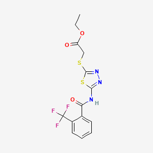 Ethyl 2-((5-(2-(trifluoromethyl)benzamido)-1,3,4-thiadiazol-2-yl)thio)acetate