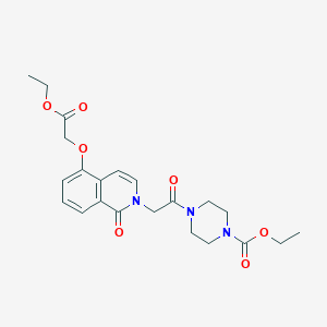 molecular formula C22H27N3O7 B2355159 Ethyl 4-[2-[5-(2-ethoxy-2-oxoethoxy)-1-oxoisoquinolin-2-yl]acetyl]piperazine-1-carboxylate CAS No. 868223-77-2