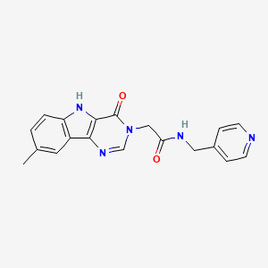 molecular formula C19H17N5O2 B2355172 2-(8-methyl-4-oxo-4,5-dihydro-3H-pyrimido[5,4-b]indol-3-yl)-N-(pyridin-4-ylmethyl)acetamide CAS No. 1105213-87-3