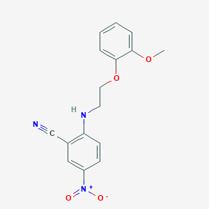 molecular formula C16H15N3O4 B2355176 2-{[2-(2-Methoxyphenoxy)ethyl]amino}-5-nitrobenzonitrile CAS No. 852385-27-4