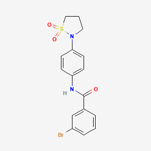 molecular formula C16H15BrN2O3S B2355179 3-bromo-N-(4-(1,1-dioxidoisothiazolidin-2-yl)phenyl)benzamide CAS No. 946342-64-9