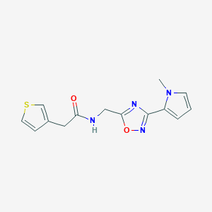 molecular formula C14H14N4O2S B2355188 N-((3-(1-甲基-1H-吡咯-2-基)-1,2,4-恶二唑-5-基)甲基)-2-(噻吩-3-基)乙酰胺 CAS No. 2034509-25-4