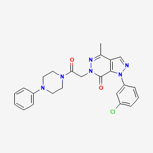 molecular formula C24H23ClN6O2 B2355191 1-(3-chlorophenyl)-4-methyl-6-(2-oxo-2-(4-phenylpiperazin-1-yl)ethyl)-1H-pyrazolo[3,4-d]pyridazin-7(6H)-one CAS No. 955800-18-7