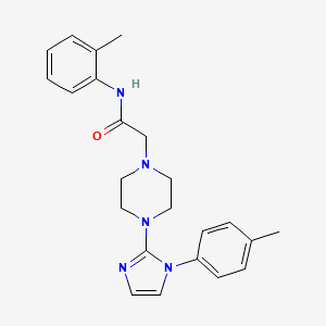 molecular formula C23H27N5O B2355192 N-(o-tolyl)-2-(4-(1-(p-tolyl)-1H-imidazol-2-yl)piperazin-1-yl)acetamide CAS No. 1021071-34-0