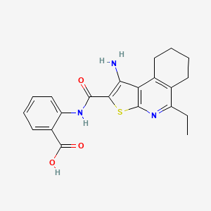 molecular formula C21H21N3O3S B2355198 2-(1-氨基-5-乙基-6,7,8,9-四氢噻吩并[2,3-c]异喹啉-2-甲酰胺)苯甲酸 CAS No. 938027-16-8