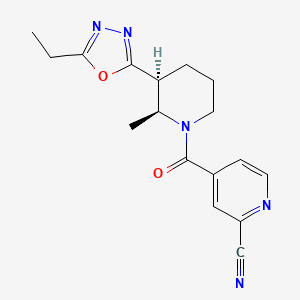 4-[(2S,3S)-3-(5-Ethyl-1,3,4-oxadiazol-2-yl)-2-methylpiperidine-1-carbonyl]pyridine-2-carbonitrile