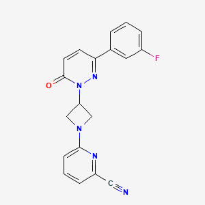 molecular formula C19H14FN5O B2355203 6-[3-[3-(3-Fluorophenyl)-6-oxopyridazin-1-yl]azetidin-1-yl]pyridine-2-carbonitrile CAS No. 2380087-59-0