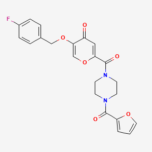 molecular formula C22H19FN2O6 B2355205 5-((4-fluorobenzyl)oxy)-2-(4-(furan-2-carbonyl)piperazine-1-carbonyl)-4H-pyran-4-one CAS No. 1021134-67-7
